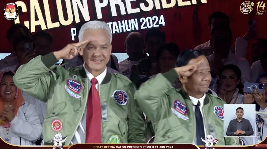 Suasana debat ketiga Ccalon Presiden Pemilu Tahun 2024. (Tangkapam layar Youtube KPU RI)