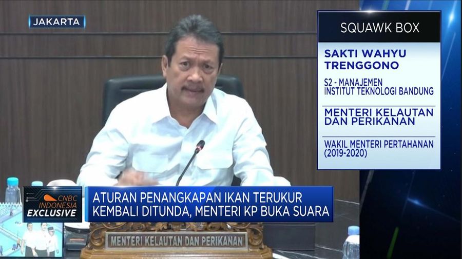 Menteri Kelautan dan Perikanan, Sakti Wahyu Trenggono dalam acara Squawk Box, Senin (8/1/2024). (Tangkapan layar ²©²ÊÍøÕ¾ TV)