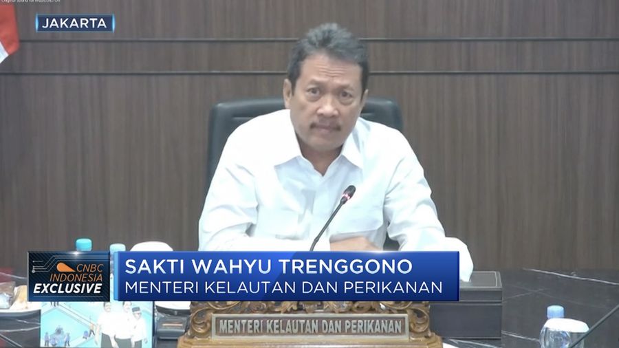 Menteri Kelautan dan Perikanan, Sakti Wahyu Trenggono dalam acara Squawk Box, Senin (8/1/2024). (Tangkapan layar CNBC Indonesia TV)