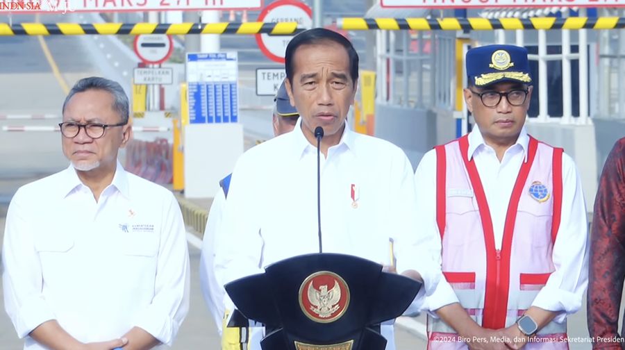 Presiden Jokowi Resmikan Jalan Tol Pamulang-Cinere-Raya Bogor, Depok, 8 Januari 2024. (Tangkapan layar Youtube Setpres RI)