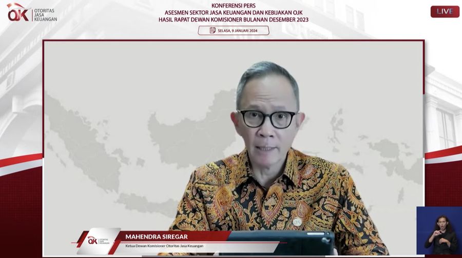 Konferensi Pers Asesmen Sektor Jasa Keuangan & Kebijakan OJK Hasil RDK Bulanan Desember 2023. (Tangkapan layar Youtube Otoritas Jasa Keuangan)