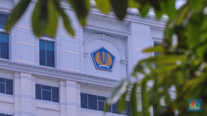 Suasana Gedung Kementerian Keuangan (Kemenkeu) di Jakarta, Rabu (10/1/2024). (CNBC Indonesia/Faisal Rahman)