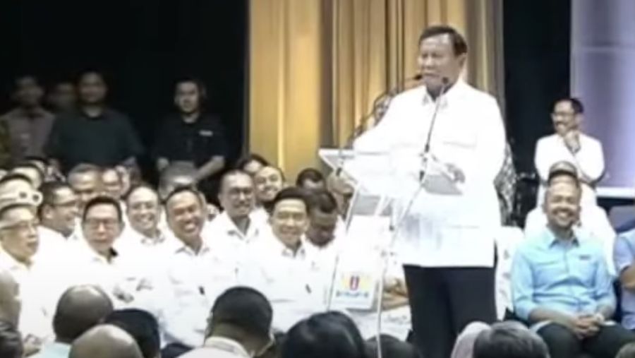 Calon Presiden nomor urut 02, Prabowo Subianto saat menghadiri Dialog Capres Bersama Kadin. (YouTube/Kadin Inbdonesia)
