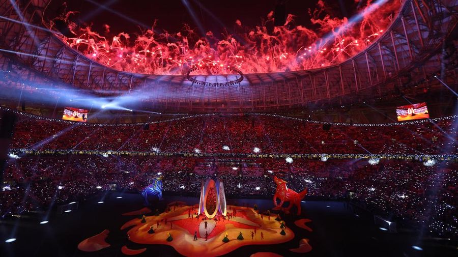 Pembukaan gelaran Piala Asia 2023 di Lusail Stadium, Lusail, Qatar pada Jumat (12/1/2024). (REUTERS/Ibraheem Al Omari)
