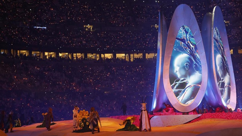 Pembukaan gelaran Piala Asia 2023 di Lusail Stadium, Lusail, Qatar pada Jumat (12/1/2024). (REUTERS/Ibraheem Al Omari)