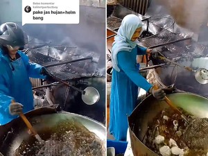 Tukang Kerupuk Viral Bikin Ngakak, Goreng Kerupuk Pakai Kostum Nyeleneh