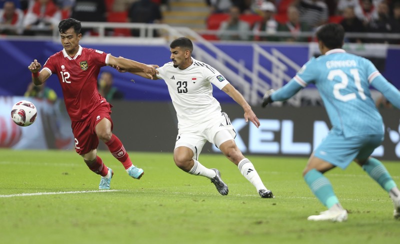 Laga Indonesia melawan Irak dalam lanjutan grup D Piala Asia 2023 di Qatar. (AP Photo/Hussein Sayed)