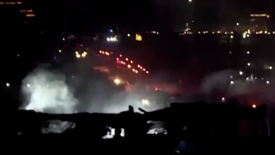 Suasana pasca serangan rudal Pengawal Iran di Erbil, Irak, Selasa (16/1/2024). (REUTRERS)
