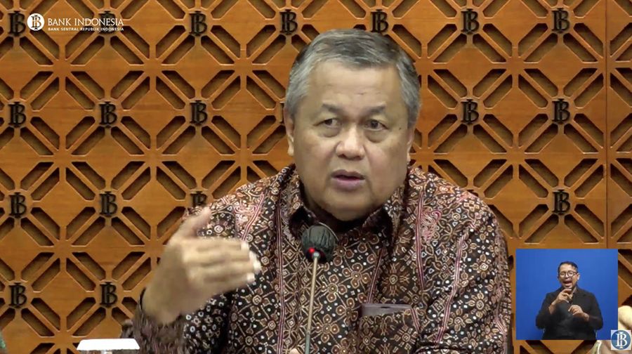 Gubernur Bank Indonesia (BI) Perry Warjiyo dalam Pengumuman Hasil Rapat Dewan Gubernur Bulanan Bulan Januari 2024 dengan Cakupan Triwulanan. (Tangkapan Layar Youtube Bank Indonesia)