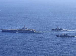 Bersitegang dengan Korut, AS-Korsel-Jepang Latihan Militer Gabungan