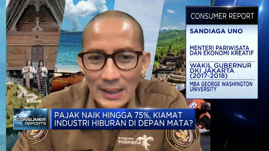 Menteri Pariwisata dan Ekonomi Kreatif, Sandiaga Uno dalam program Consumer Report. (CNBC Indonesia TV)