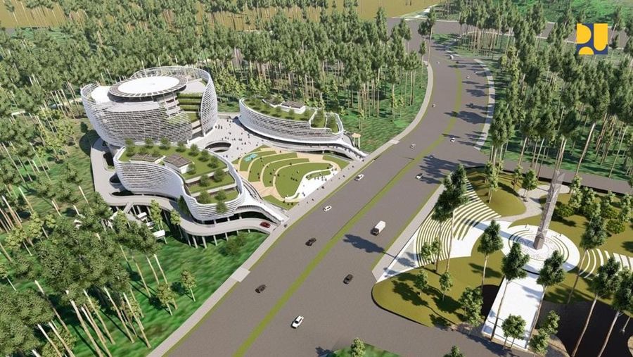 Presiden Joko Widodo meresmikan peletakan batu pertama atau groundbreaking proyek pembangunan Kantor Otorita Ibu Kota Nusantara (OIKN) di Ibu Kota Nusantara (IKN), Sepaku, Penajam Paser Utara, Kalimantan Timur, Rabu (17/1/2024). (CNBC Indonesia/Tri Susilo)