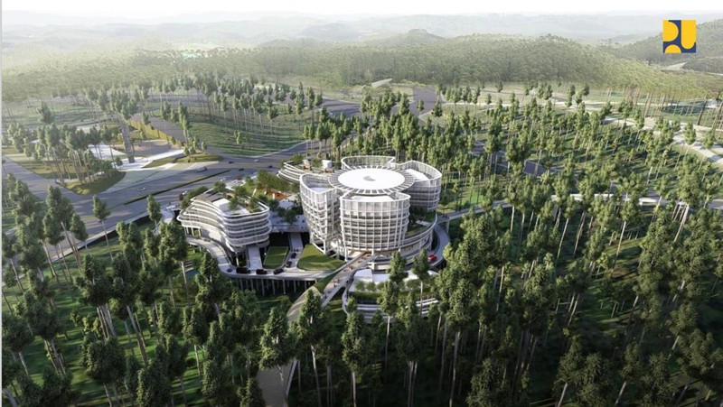 Presiden Joko Widodo meresmikan peletakan batu pertama atau groundbreaking proyek pembangunan Kantor Otorita Ibu Kota Nusantara (OIKN) di Ibu Kota Nusantara (IKN), Sepaku, Penajam Paser Utara, Kalimantan Timur, Rabu (17/1/2024). (CNBC Indonesia/Tri Susilo)