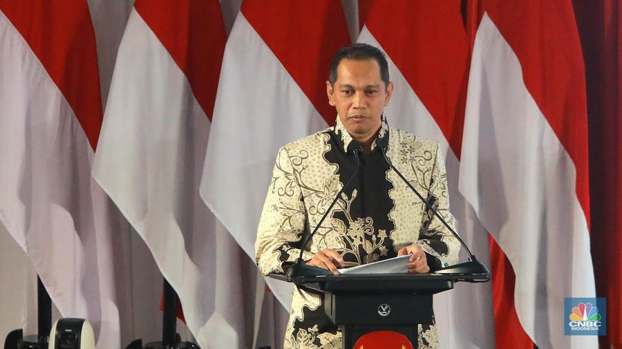 Nurul Ghufron Pimpinan KPK dalam Penguatan Antikorupsi bagi calon Presiden dan Calon Wakil Presiden periode 2024 pada Rabu, (17/1/2024). (CNBC Indonesia/Muhammad Sabki)