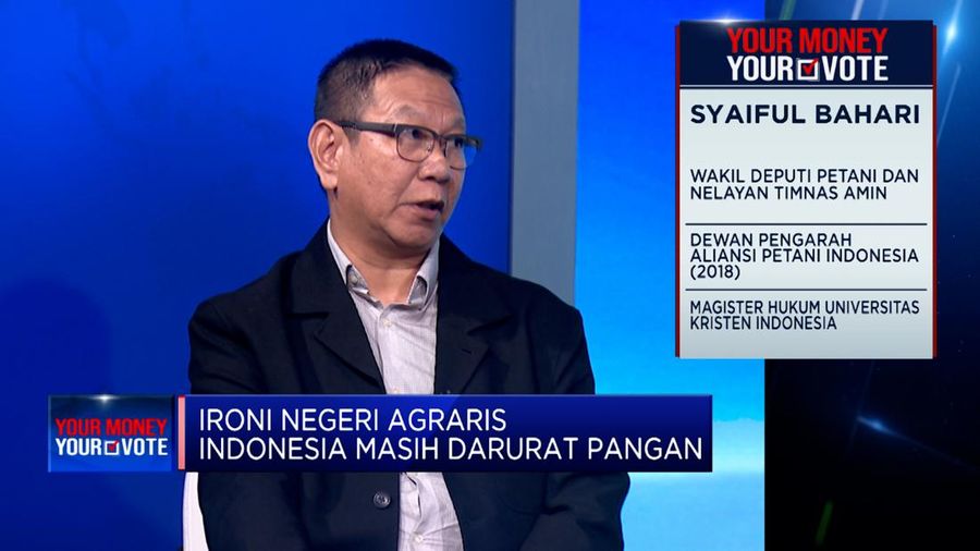 Wakil Deputi Petani dan Nelayan TIMNAS Amin, Syaiful Bahari dalam Your Money Your Vote. (CNBC Indonesia TV)