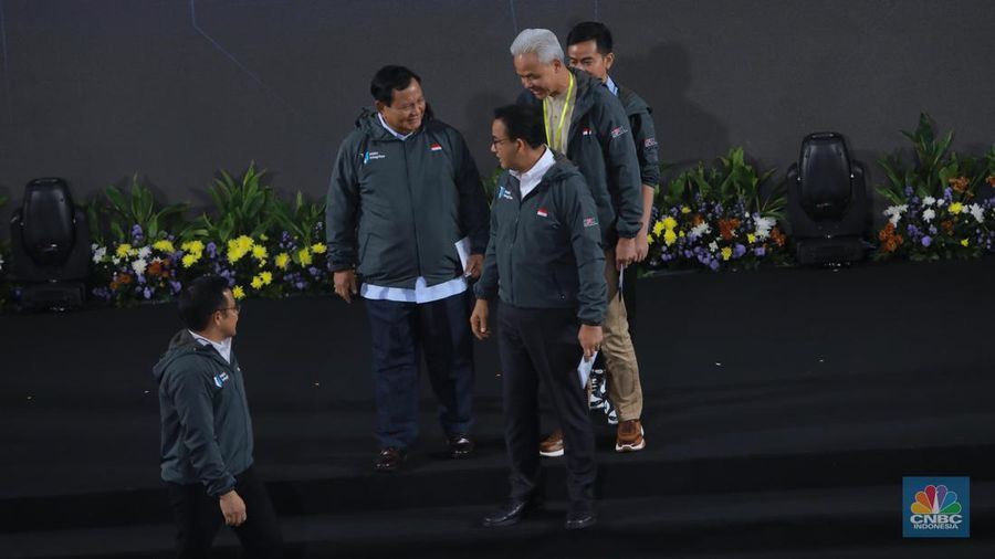 Dialog Paku Integritas capres-cawapres di KPK, Jakarta, Rabu (17/1/2024). (CNBC Indonesia/Muhammad Sabki)