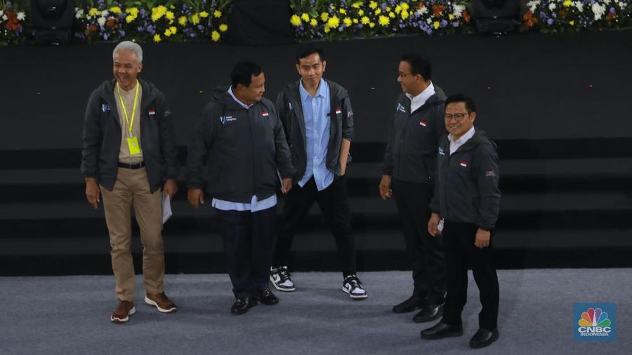 Dialog Paku Integritas capres-cawapres di KPK, Jakarta, Rabu (17/1/2024). (CNBC Indonesia/Muhammad Sabki)