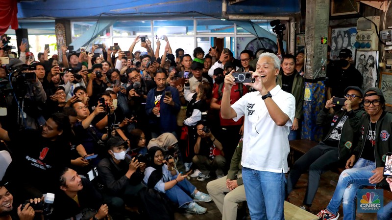 Slank Deklarasi Dukung Ganjar-Mahfud MD. (CNBC Indonesia/Muhamad Sabki)
