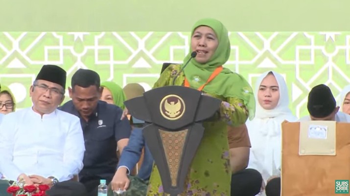 Ketua Umum Pimpinan Pusat Muslimat Nahdlatul Ulama (NU) Khofifah Indar Parawansa. (Tangkapan Layar Youtube NU Online)