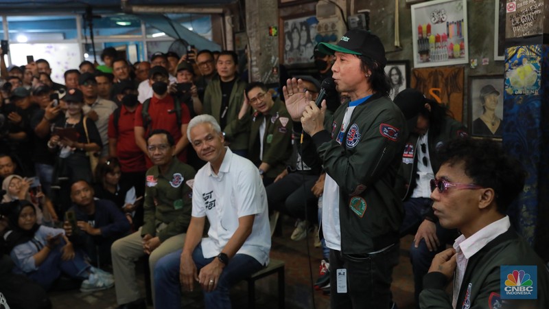 Slank Deklarasi Dukung Ganjar-Mahfud MD. (CNBC Indonesia/Muhamad Sabki)