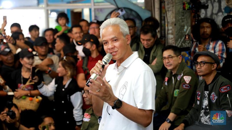 Slank Deklarasi Dukung Ganjar-Mahfud MD. (CNBC Indonesia/Muhamad Sabki)