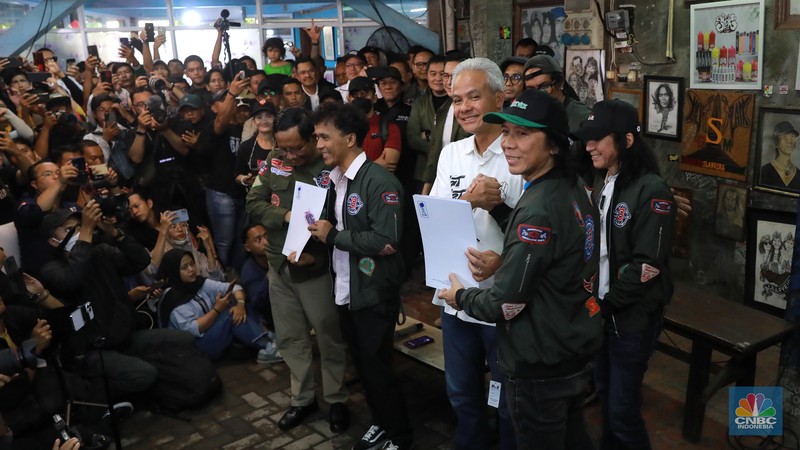 Slank Deklarasi Dukung Ganjar-Mahfud MD. (CNBC Indonesia/Muhamad Sabki)