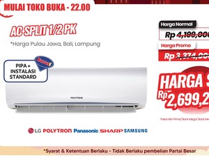 AC 1/2 PK Rp 2,6 Juta di Transmart Full Day Sale, Bonus Pipa + Instalasi