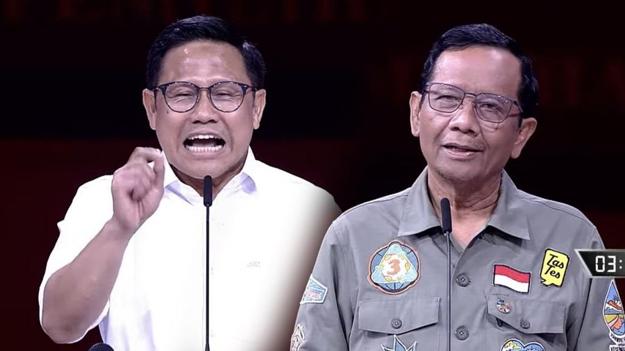 Foto kolase Calon Wakil Presiden nomor urut 1 Muhaimin Iskandar dengan Calon Wakil Presiden nomor urut 3 Mahfud MD. (Youtube KPU RI)