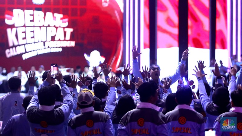 Suasana debat calon wakil presiden Pemilu 2024 di JCC, Jakarta, Minggu, (21/1/2024). (CNBC Indonesia/Muhammad Sabki)