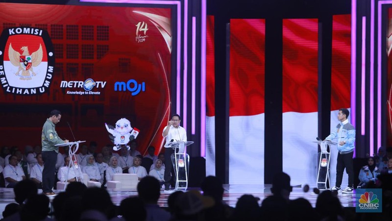 Suasana debat calon wakil presiden Pemilu 2024 di JCC, Jakarta, Minggu, (21/1/2024). (CNBC Indonesia/Muhammad Sabki)