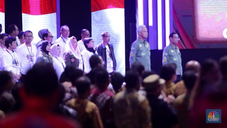 Suasana saat debat keempat Calon Wakil Presiden (Cawapres) Pemilu Tahun 2024. (CNBC Indonesia/Muhammad Sabki)