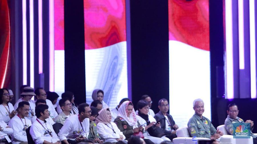 Suasana saat debat keempat Calon Wakil Presiden (Cawapres) Pemilu Tahun 2024. (CNBC Indonesia/Muhammad Sabki)