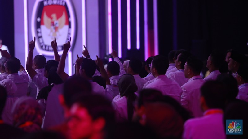 Suasana debat calon wakil presiden Pemilu 2024 di JCC, Jakarta, Minggu, (21/1/2024). (CNBC Indonesia/Muhammad Sabki)