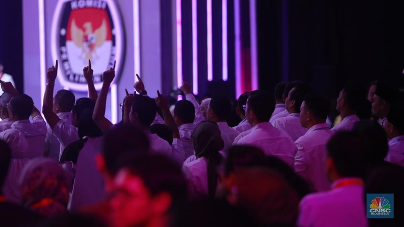 Suasana debat calon wakil presiden Pemilu 2024 di JCC, Jakarta, Minggu, (21/1/2024). (CNBC Indonesia/Muhammad Sabki)