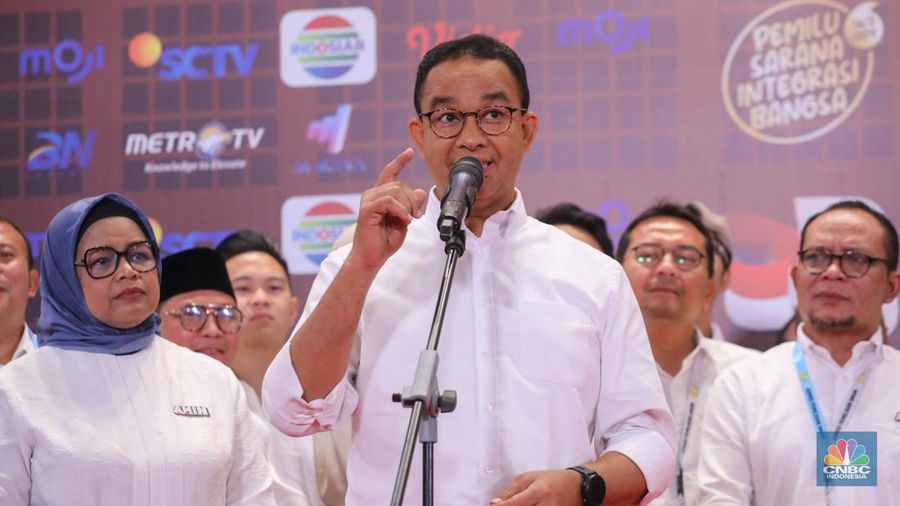 Capres dan Cawapres no 1, Anies Baswedan dan Muhaimin Iskandar. (CNBC Indonesia/Faisal Rahman)