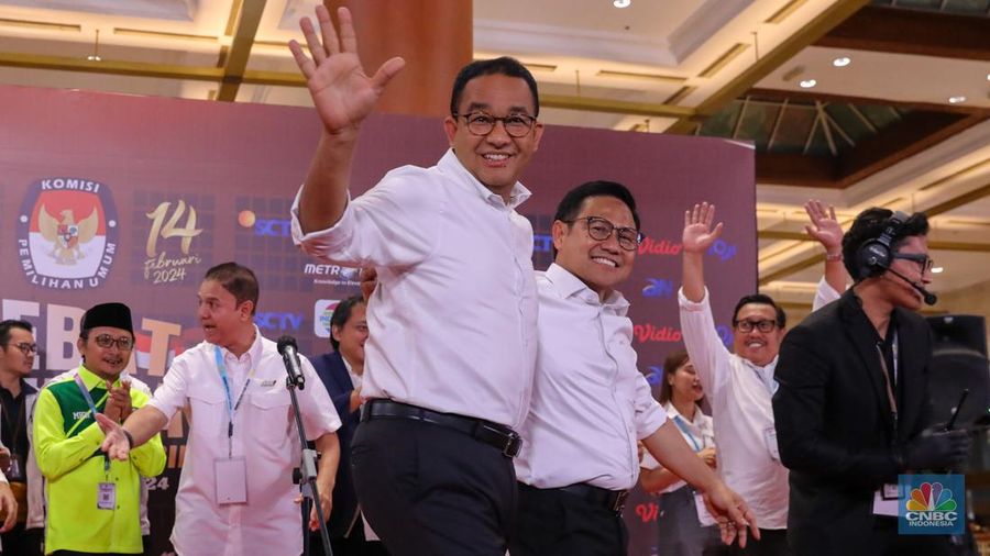 Capres dan Cawapres no 1, Anies Baswedan dan Muhaimin Iskandar. (CNBC Indonesia/Faisal Rahman)