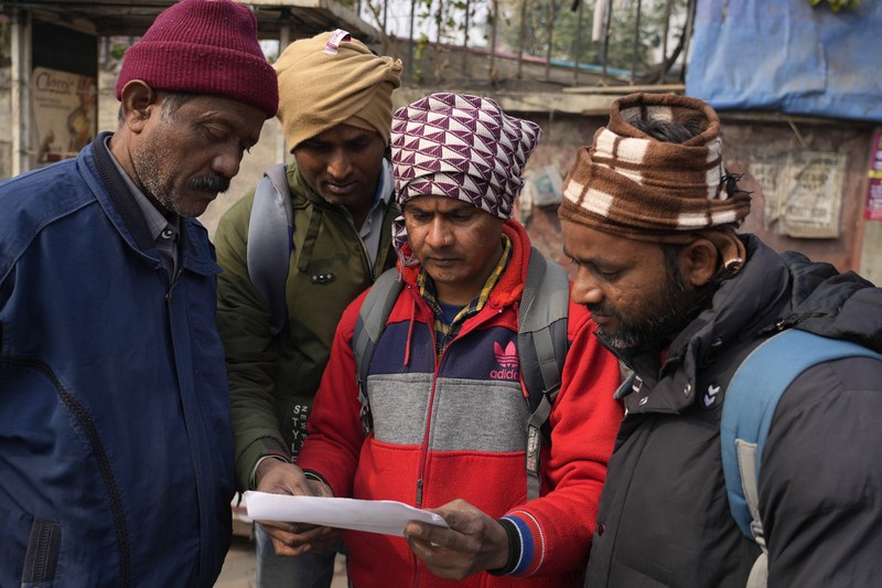 India Israel Workers Indian workers aspiring to be hired for jobs in Israel line up during a recruitment drive in Lucknow, India, Thursday, Jan. 25, 2024. (AP Photo/Rajesh Kumar Singh)