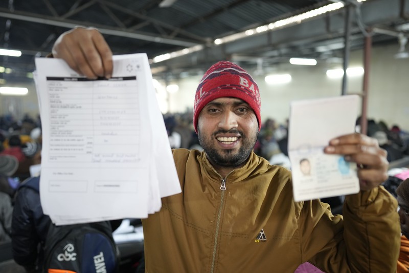 India Israel Workers Indian workers aspiring to be hired for jobs in Israel line up during a recruitment drive in Lucknow, India, Thursday, Jan. 25, 2024. (AP Photo/Rajesh Kumar Singh)