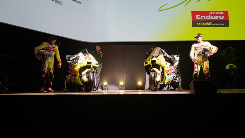 Pertamina Lubricants bersama VR 46 Racing Team akhirnya meluncurkan Pertamina Enduro VR 46 Racing Team dengan new livery. (Dok. PT Pertamina Lubricants dan VR 46)