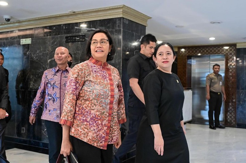 Pertemuan Menteri Keuangan Sri Mulyani Indrawati dengan Ketua DPR RI Puan Maharani untuk berkonsultasi mengenai pergantian anggota Dewas LPI dari unsur profesional. (Instagram @smindrawati)