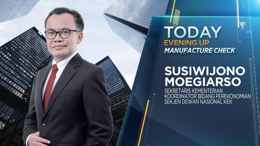 Sekretaris Kementerian Koordinator Bidang Perekonomian Sekjen Dewan Nasional Kek, Susiwijono Moegiarso dalam Evening Up di CNBC Indonesia. (CNBC Indonesia TV)