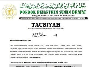 Keluarga Ponpes Sunan Drajat Lamongan Instruksikan Dukung Prabowo-Gibran