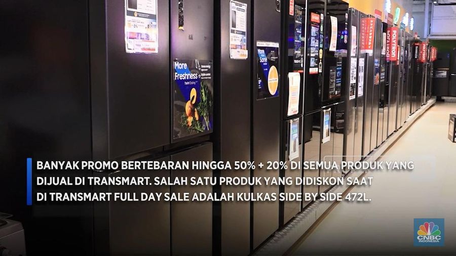 Transmart hari ini, Minggu (28/1) kembali menggelar diskon besar-besaran di Transmart Full Day Sale. Program ini digelar di seluruh Transmart se-Indonesia, dimulai saat toko buka sampai tutup.
Banyak promo bertebaran hingga 50% + 20% di semua produk yang dijual di Transmart. Salah satu produk yang didiskon saat di Transmart Full Day Sale adalah kulkas Side by Side 472L.