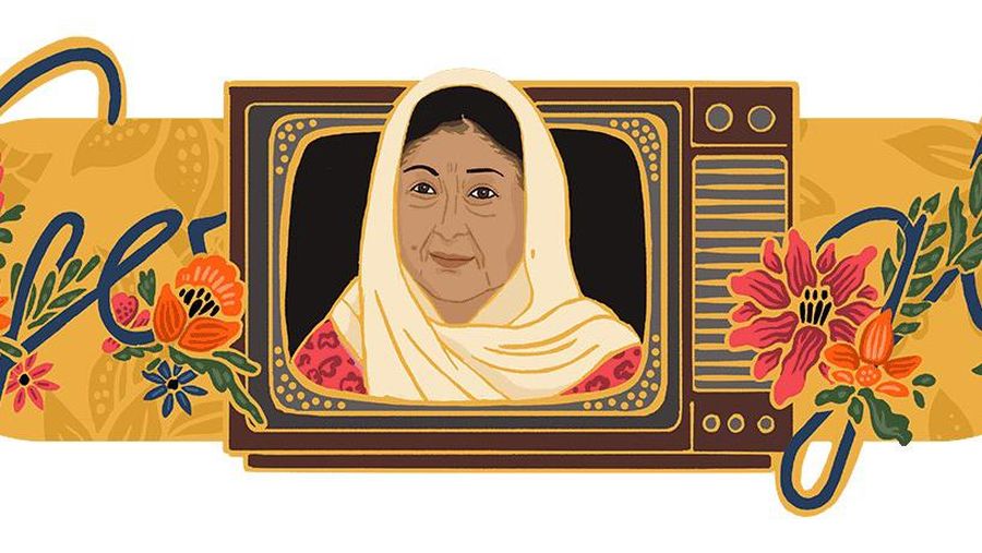 Google Doodle menampilkan ilustrasi aktris legendaris Aminah Cendrakasih