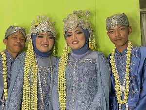 Viral Pernikahan Langka, 2 Pasangan Kembar di Bandung Jadi Pengantin Barengan