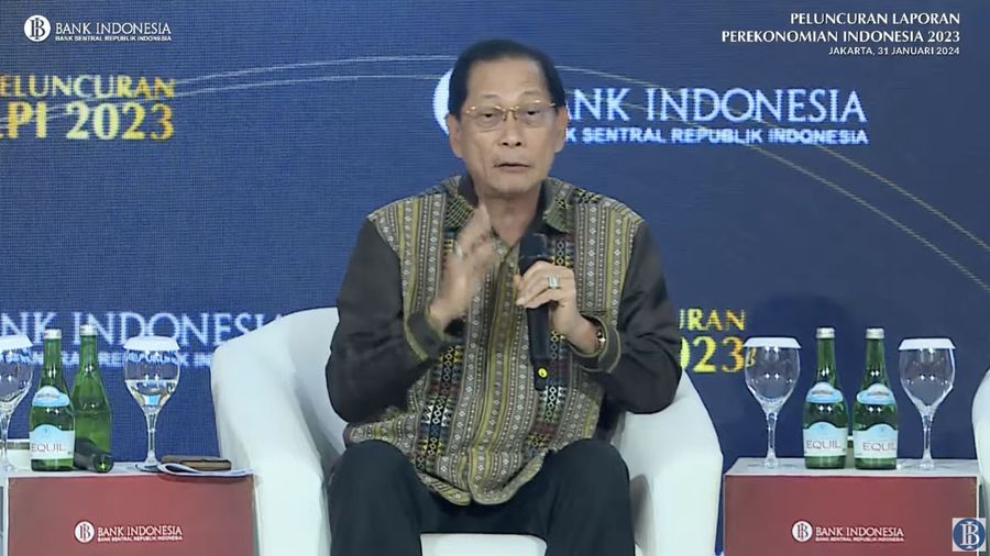 Direktur Utama BCA Jahja Setiaatmadja dalam acara Peluncuran Laporan Perekonomian Indonesia 2023. (Tangkapan layar Youtube Bank indonesia)