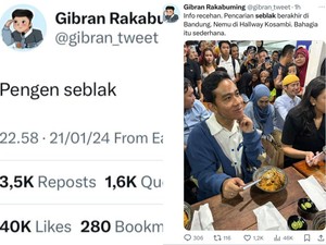 Cawapres Gibran Pengin Makan Seblak, Pencariannya Berakhir di Bandung
