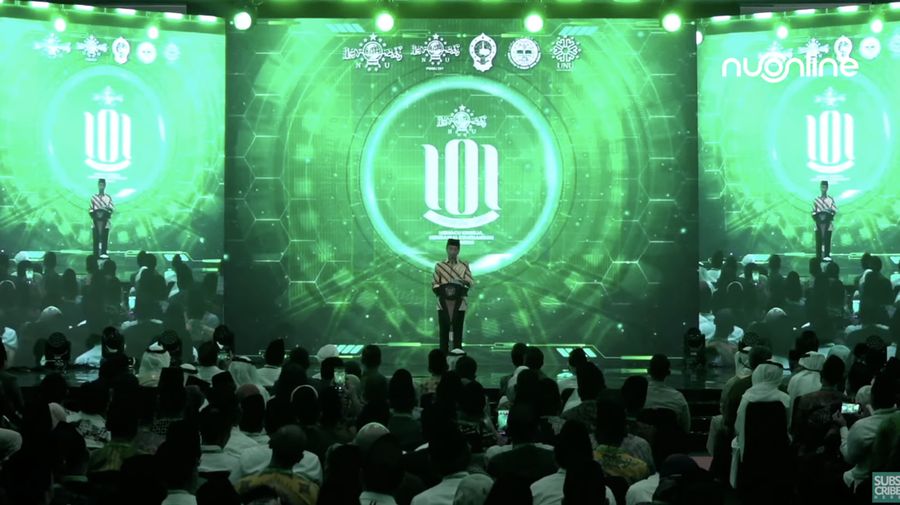 Jokowi dalam acara resepsi Harlah Ke-101 Nahdlatul Ulama I UNU Yogyakarta. (Tangkapan layar youtube NU Online)