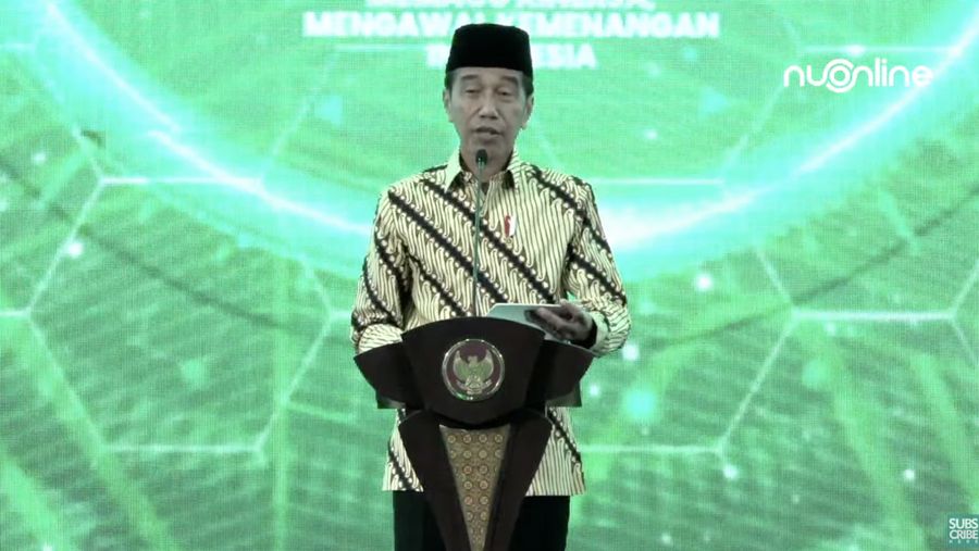 Jokowi dalam acara resepsi Harlah Ke-101 Nahdlatul Ulama I UNU Yogyakarta. (Tangkapan layar youtube NU Online)