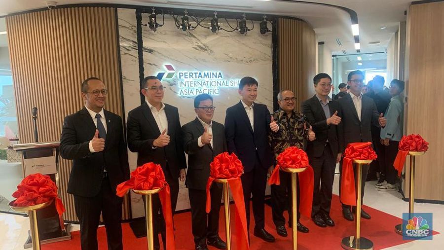 Peresmian kantor baru Pertamina International Shipping di Singapura. (CNBC Indonesia/Ayyi Hidayah)